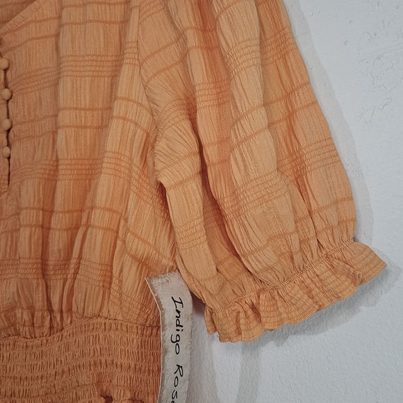 Indigo Rose Womens Dress Size m M orange Fit Flare Flowy short Sleeve NWT - Picture 6 of 10